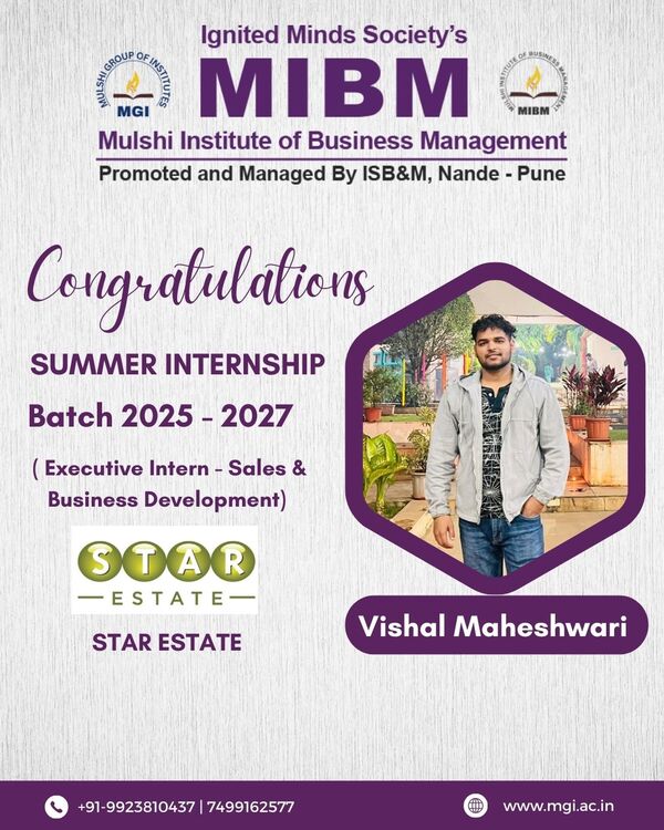 Congratulations to Vishal Maheshwari on getting summer internship in InBody India Pvt. Ltd.